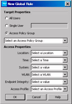 Using Identity Driven Manager Configuring User Access Access Profile Access profile governing user permissions during the session Creating a Global Rule is similar to creating Access Rules for an