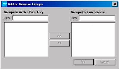 Getting Started User Session Information 4. To Add a group to the "Groups to Synchronize" list, click Add or Remove Groups... to display the Add or Remove Groups dialog. Figure 2-32.