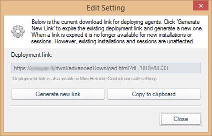 The deployment link field must be accessible to users from outside your firewall.