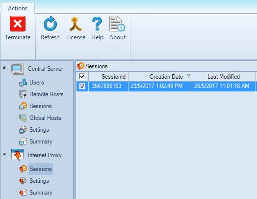 ADMINISTRATOR GUIDE: DAMEWARE 4. Select a session, and click Terminate.