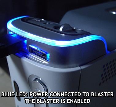 The Blue LED This means that the Blaster is in operational mode and you can now update your firmware or backup your games if you have a Samsung ODD.