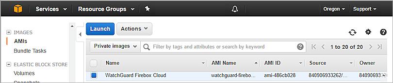 Deploy Firebox Cloud on AWS Create an Instance of Firebox Cloud From the EC2 dashboard, you can create an EC2 instance for Firebox Cloud. To launch an instance of Firebox Cloud: 1.