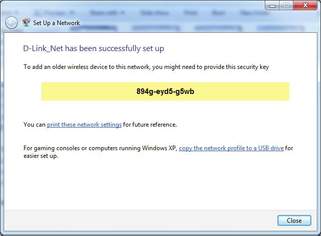 8. The following window informs you that WPS on the DSL-3785 has been set up successfully.
