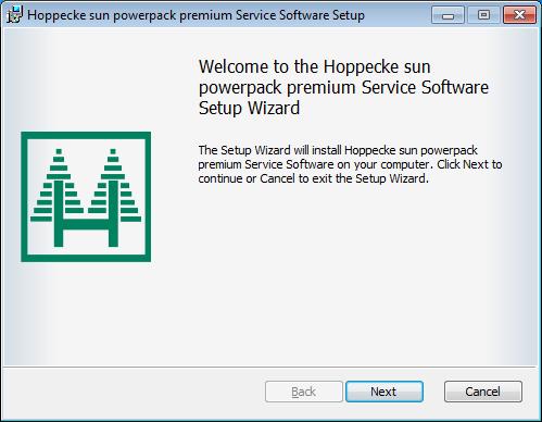 Installation 6.2. Implementation Please select the file that matches your language for the installation of the HOPPECKE sun powerpack premium service software.