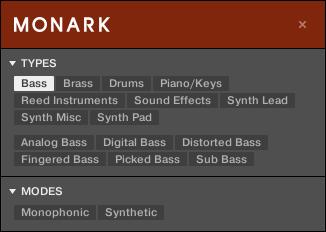 Select the Bass tag from the TYPES filter.