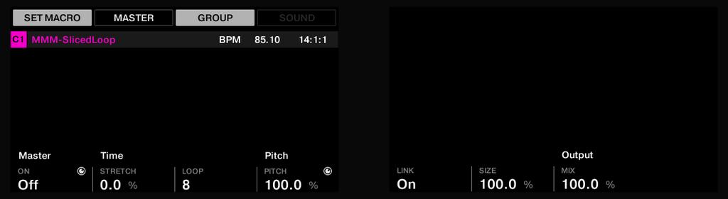 Using Advanced Features Using Macro Controls The ON and PITCH parameters are now assigned to Macros, as indicated by the little rotary knob icons.