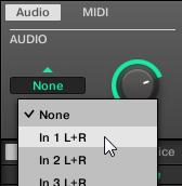 Using Advanced Features Sampling 5. On the Audio page (selected by default), click the Source selector (currently reading None) and select In 1 L+R from the menu.