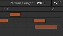 At the top right of the Pattern Editor, click the value and drag your mouse vertically to change the Pattern Length. 5.2.