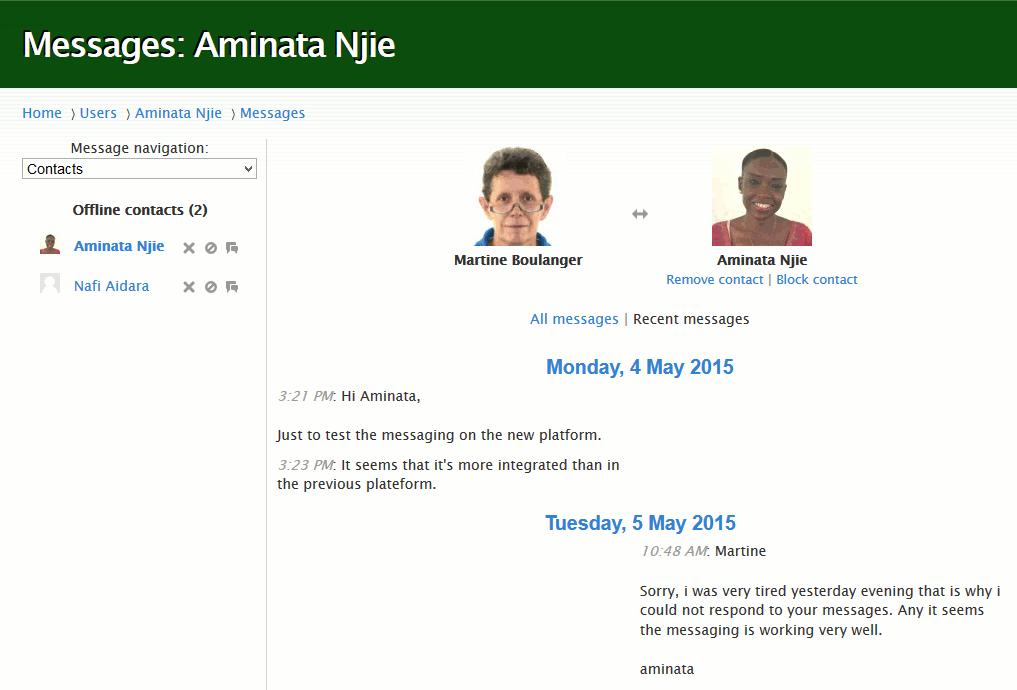 So, I know that I have already had exchanges on the platform with Aminata.