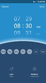 Click on the Clock icon then click the alarm tab to enter the alarm clock interface.