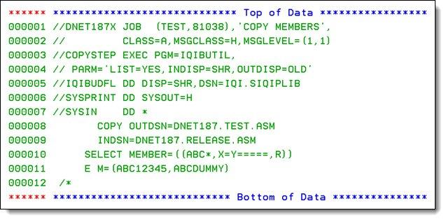 Figure 9 shows the JCL and utility statements to copy one of the data sets to the test environment. Figure 9.