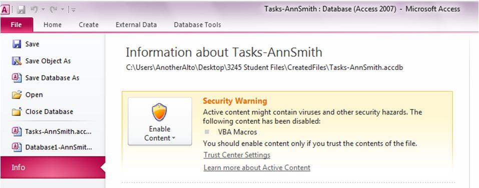 Lesson 1 Exploring the Access Environment 4 In the Available Templates section, click the Sample Templates icon. After a moment, various templates will appear in the list box.