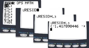 TI-84: Residuals & Residual Plots TI-84 Video: Residuals and Residual Plots 1. Add the residuals to L3.