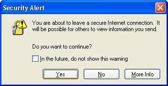 9. If you receive the Security Alert window, click the Yes
