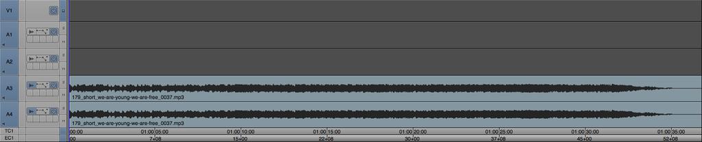 6.Press, or right-click in the Timeline > New Audio Track > Mono. The A3 track appears in the Timeline. Repeat, adding track A4. 7.Turn off the V1, A1 and A2 Timeline track selectors (if they are on).