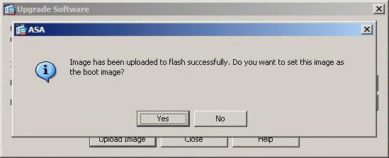 4. Once both of the file paths are specified, click Upload Image. A Status window appears while ASDM writes the image to Flash. 5.