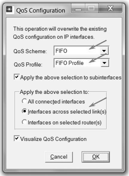 Network Simulation Experiments Manual Configure the routers: 1. Click on the link connecting the East and West routers to select it From the Protocols menu choose IP QoS Configure QoS. 2.
