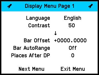 6.0 Operating Screen (cont.) 6.7 Display Menu - Screen 1 Use to move the cursor around the screen. Use to select options.