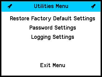 6.0 Operating Screen (cont.) 6.8 Utilities Menu Use to move the cursor around the screen. Use to select options.