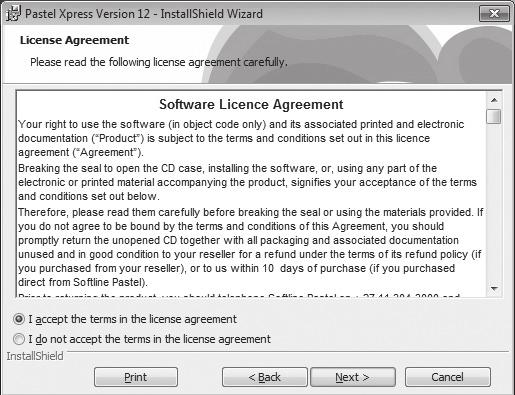 The next screen to display is the License Agreement screen: Read the Licence Agreement,