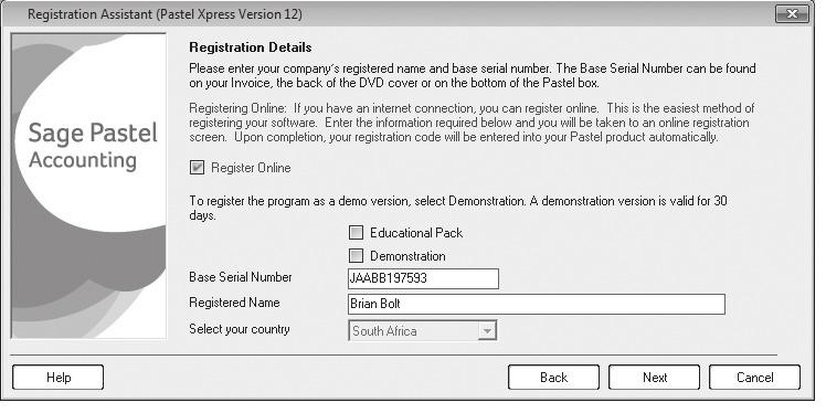 Here you choose the configuration you are registering: Use the Local/Server Registration option to register your package if you are registering a: Single user; Multi-user Server; Demonstration.