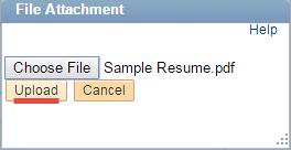 Uploading A Resume The Complete Application page 1. Select Add Additional. 2. Click the Choose File button. 3. Choose a resume and click Upload.