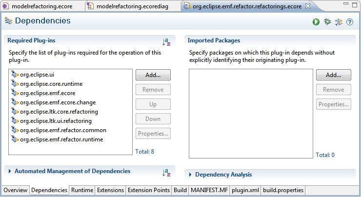 After finishing the refactoring generation dialog, EMF Refactor adds some additional information to the selected Eclipse