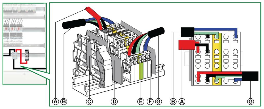 Design Rules of ULP System Shunt Terminal Block on the Incoming Supply The shunt terminal block on the incoming supply can be used to connect the Modbus cable and the power supply for all the IMUs.