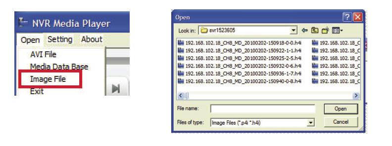 76 NVR04,08,16 User s Manual Open Event Snapshot images with NVR Media Player The NVR sends snapshots that are taken when an event occurs to a destined FTP server or mail recipient.