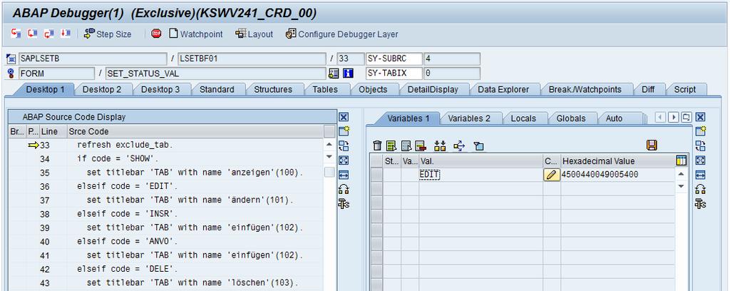 Show and Change content Change (SAP) table entries