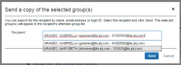 Step 3: Select a group and click Send Copy Select the group you wish to share and click Send Copy Step 4: Enter the recipient and click Send Start typing the last name of the recipient and select the