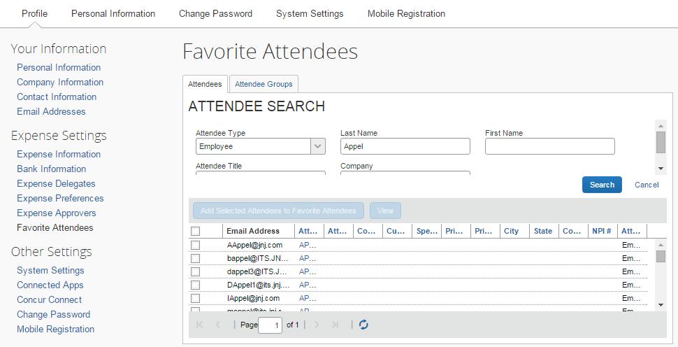 Step 4: Select the desired choice and click Add Selected Attendees to Favorite