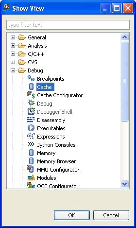 Debugger Cache view This section explains: Opening Cache view on page 112 Preserving sorting on page 113 Cache view pop-up menu on page 114 
