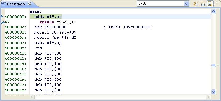 Debugger Environment variables in launch configuration Figure 85: Disassembly view 3.