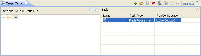 Debugger Flash programmer Figure 88: Target Tasks view 4. Click the Create a new Target Task button in the Target Tasks view toolbar.