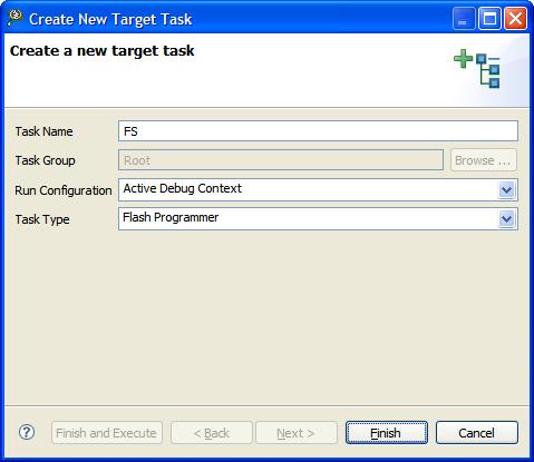 6. Choose a launch configuration from the Run Configuration pop-up menu. Choose Active Debug Context when flash programmer is used over an active debug session.