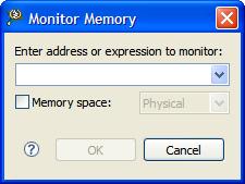 2. Click the Memory tab. The Memory view appears. 3. In the Monitors pane toolbar, click the plus-sign (+) icon.