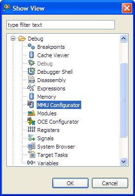 Debugger Memory Management Unit configurator 3.19.