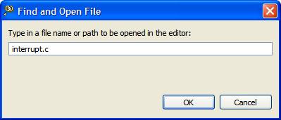 IDE Extensions Find and Open File 2.9 Find and Open File The Find and Open File dialog lets you open a selected path or file in the Editor area of the CodeWarrior IDE.