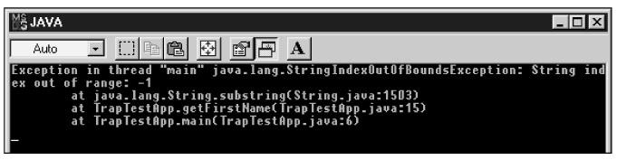 Exercise 10-2: Create the Trap Test application In this exercise set, you ll use the Trap Test application to practice conventional error trapping. 1. Open the TrapTestApp class that s in the c:\java\ch10\trap directory.