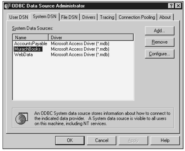 Figure 19-8 shows how to register an ODBC data source for a machine running under Windows.