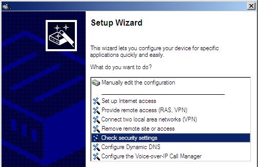 Chapter 4: Security settings 4.3.1 LANconfig Wizard Mark your LANCOM in the selection window. From the command line, select Extras Setup Wizard.