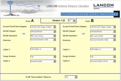 Chapter 5: Advanced wireless LAN configuration Selection of antennas using the LANCOM Antenna Calculator You can use the LANCOM Antenna Calculator to calculate the output power of the access points
