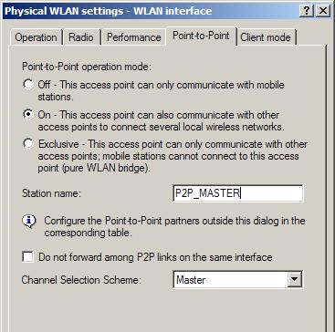 Chapter 5: Advanced wireless LAN configuration Click on the button Physical WLAN settings to open the corresponding WLAN interface and select the tab for 'Point-to-Point'.