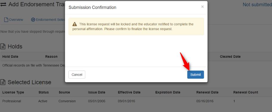 A confirmation appears on the transaction page with a status of Waiting for personal affirmation. The confirmation includes a link to Add Personal Affirmation.