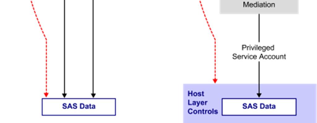 Figure 4 - Host Access to SAS Data It is important to mention that such setup is not the preferred setup from an auditability perspective, as SAS consultants had recommended to create a separate