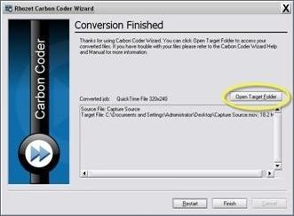 Click on Open Target Folder to review the file s location and conversion information.