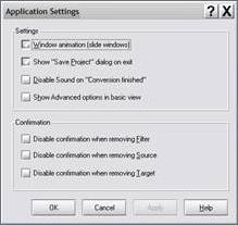 User Guide: Carbon Coder/Server/Admin v3.1 Page 56 Application Settings The Application Settings window lets you set enable or disable application-specific behaviors.