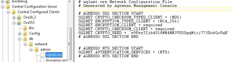Activate Network Data Encryption Note: Traffic encryption has to be configured manually for Oracle. The steps shown below will only configure the Smart Client sqlnet.ora file.