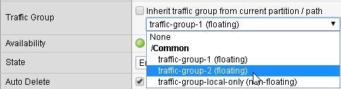 2. Create a traffic group using the following information, and then click Create Traffic Group. Form field Name Failover Method Preferred Order Value traffic-group-2 Preferred Device Order bigipa.